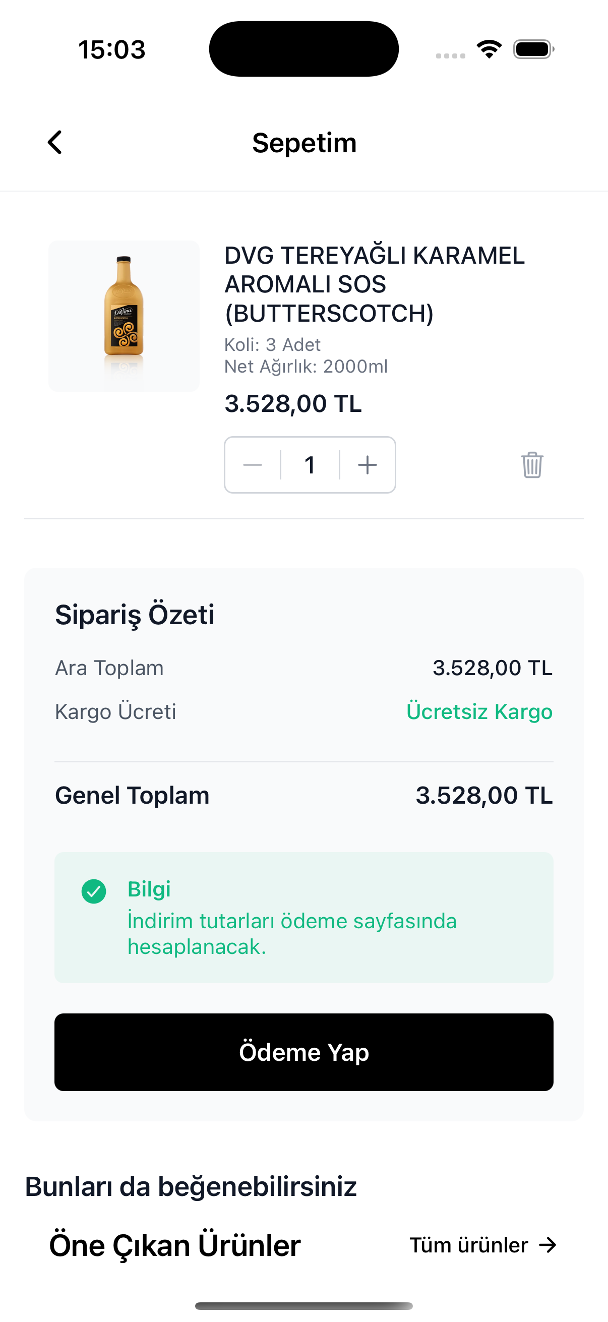 Sepet ve Ödeme İşlemleri